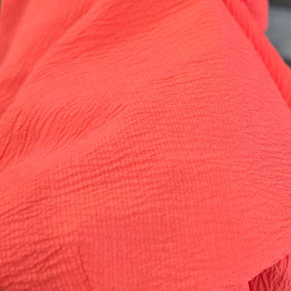 Nine West Wom Small Long Sleeve Ruffle Hem Coral Pink Blouse Spring Easter EUC - Picture 10 of 10